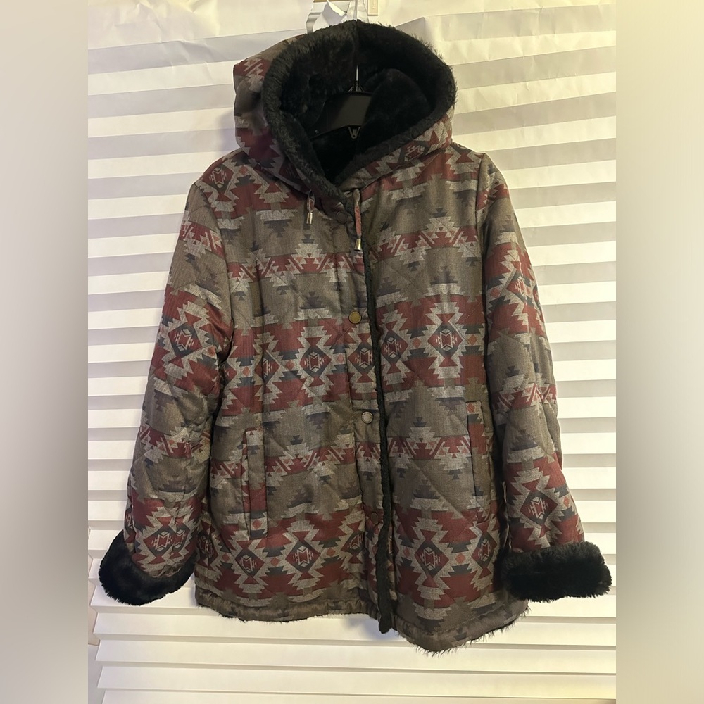 Pendleton Ladies' Reversible Faux Fur Printed Coat Medium
